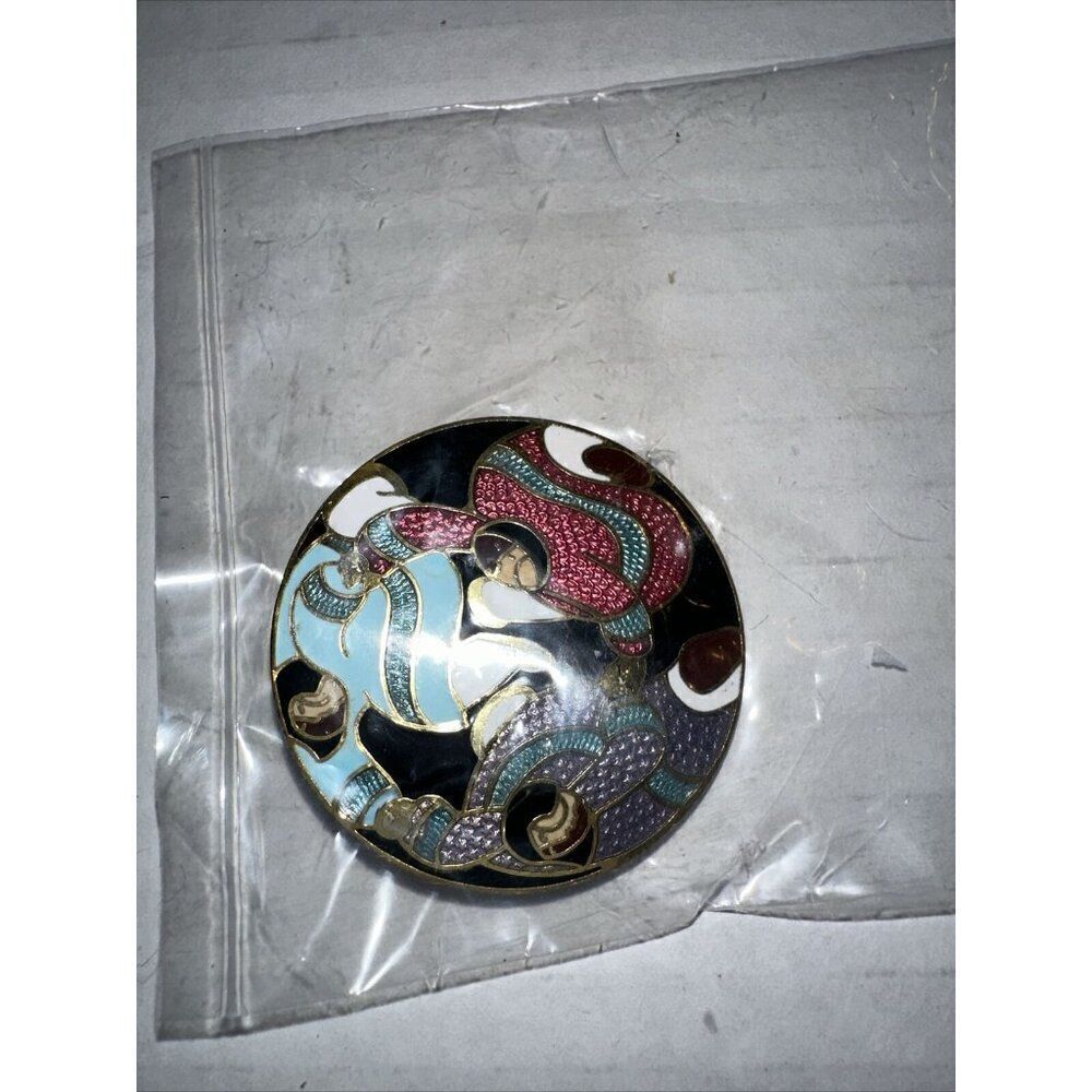 Vintage Barbara Lavallee Inuit Alaska Women Dancing Enamel Lapel Pin Brooch
